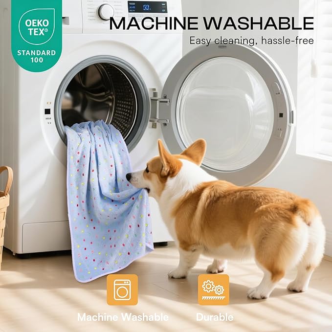 1 Pack 6 Blankets Dog Cat Soft Fluffy Fleece Pet Blanket Warm Cute Print Design Puppy Kitten Blanket Doggy Dot Small(23"x16")