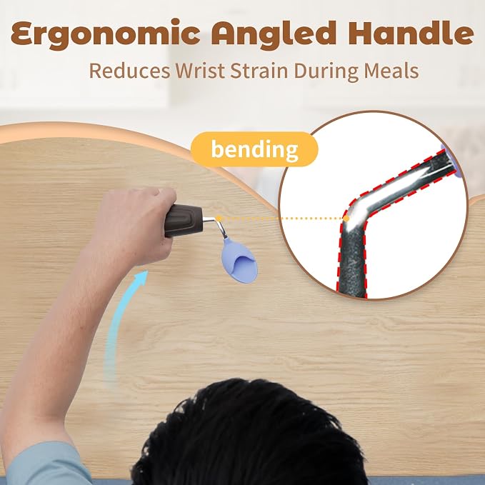 Anti-Tremor Spill Shield Spoon for Hand Tremors Parkinsons, Weighted Adaptive Utensils with Large Enclosed Scoop, Ergonomic Non-Slip Handle, Dishwasher Safe (Black, Left Spoon)