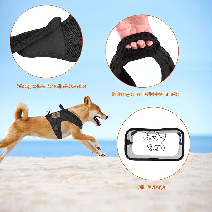 Tactical Dog Vest Harness, Outdoor Training Service Dog Vest Adjustable Military Working Dog Vest with Molle System and Rubber Handle