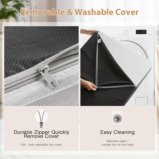 WNPETHOME Orthopedic Waterproof XL Dog Bed for Crate Cozy Sleep | Extra Large Washable Dogs Bed with Removable Cover, Multi-Needle Quilting Dogs XL Crate Bed for Relax , Light Grey 41x27 Inch
