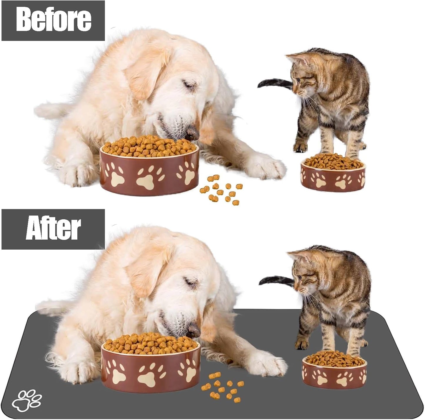 Large Pet Feeding Mat, 39.3" x 15.7" Absorbent Quick Dry Dog Mat for Food and Water Bowl, Non Skid Cat Bowl Mat, No Stains for Pet Water Dispenser Pet Supplies for Messy Drinkers