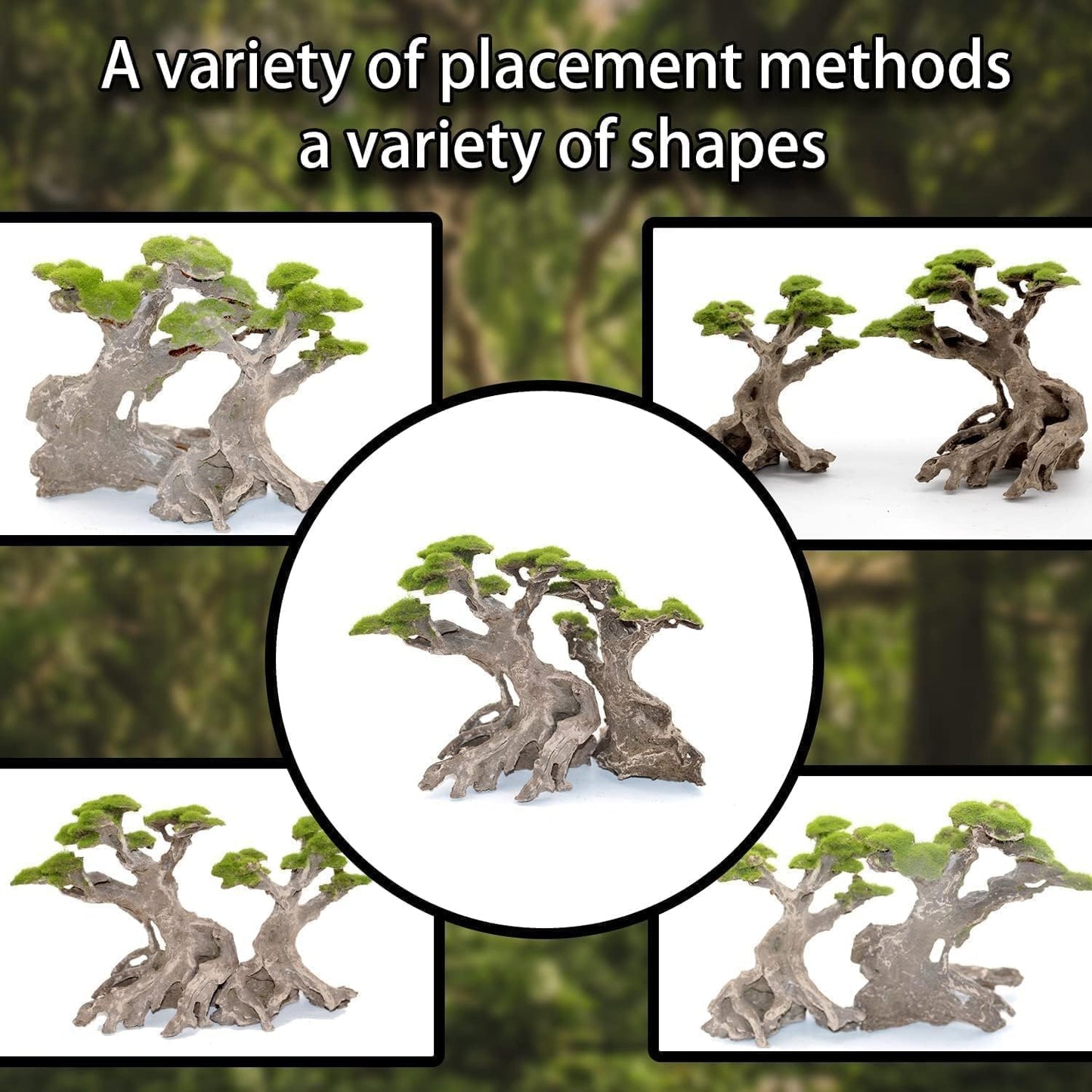 Novelsite Fish Tank Decorations - Large Bonsai Trees with Faux Moss- Aquarium Rocks Aquascaping- Made of Sandstone 17" x 8.6" x 5" Enhance Aquatic Landscape with Realistic Natural Look