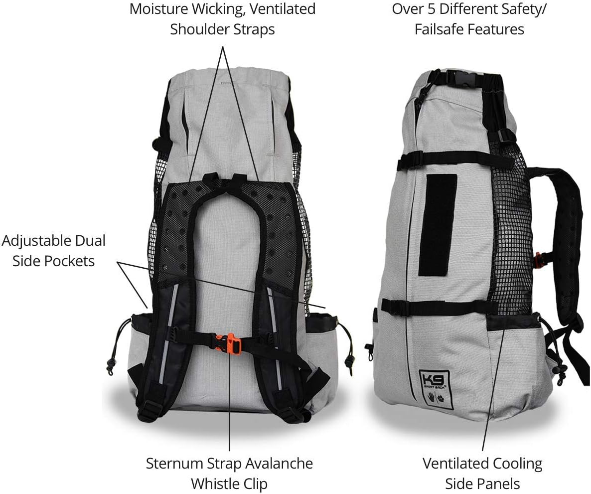 K9 Sport Sack Air 2 - Small, Light Grey - Ideal for Dogs with 13-16” Back Length - Durable, Breathable Backpack-Style Carrier - Perfect for Walks, Short Hikes & Public Transportation