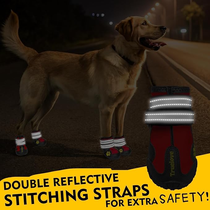 Expawlorer Anti-Slip Dog Shoes - Large Dog Booties for Winter & Snow, Waterproof Rain Boots with Reflective Strap