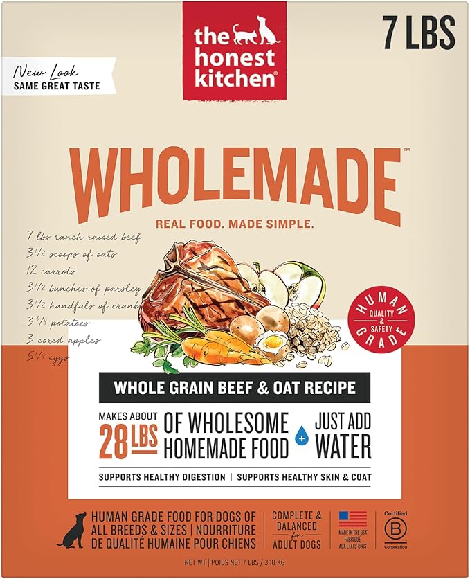 The Honest Kitchen Human Grade Wholemade™ Dehydrated Whole Grain Beef & Oat Dog Food, 7 lb Box