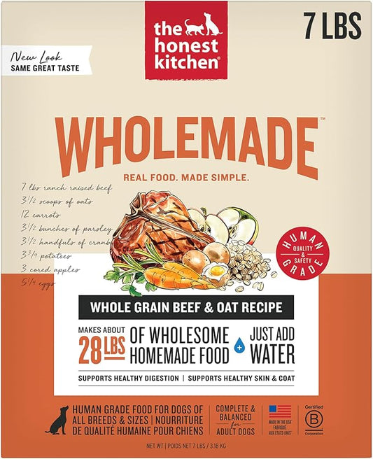 The Honest Kitchen Human Grade Wholemade™ Dehydrated Whole Grain Beef & Oat Dog Food, 7 lb Box