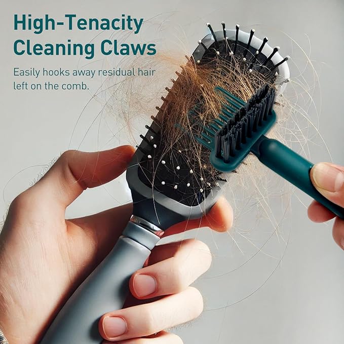 2-in-1 Hair Brush Cleaning Tool, Green Hairbrush Cleaner and Rake for Removing Hair and Dust, Durable and Ergonomic Design for Home and Salon Use (1 Pack)