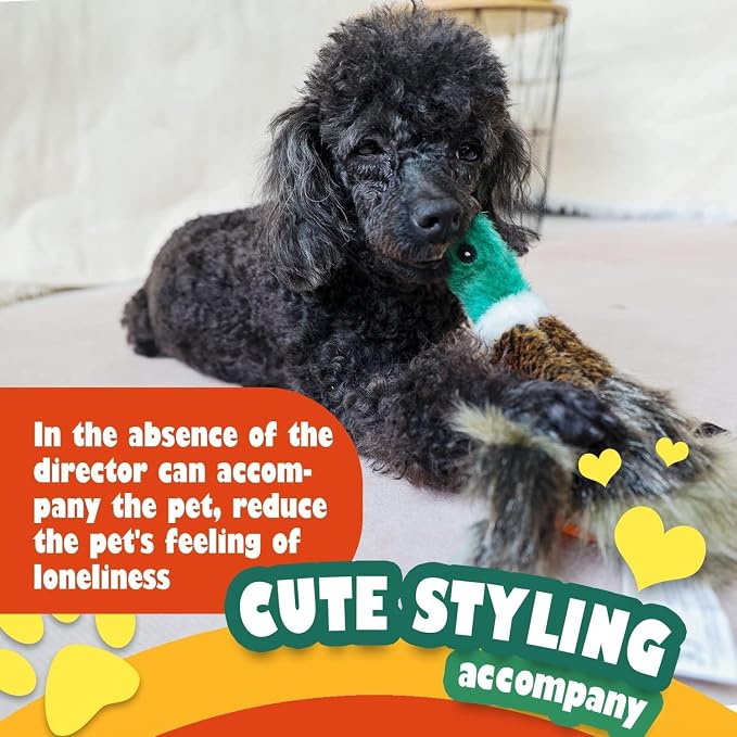 ALL FOR PAWS Duck Squeaky Doy Toy, Duck Dog Toy for Medium Large Breed, Puppy Fetch Toy with Squeaker, Plush Chew Dog Toy, 18 x 9.1 x 3.9 inches, Classic - Mallard L
