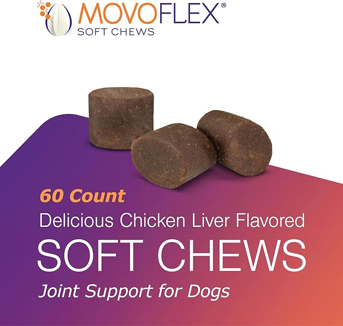 MoVoFlex Joint Support Soft Chews For Dogs Large 120Count, Brown