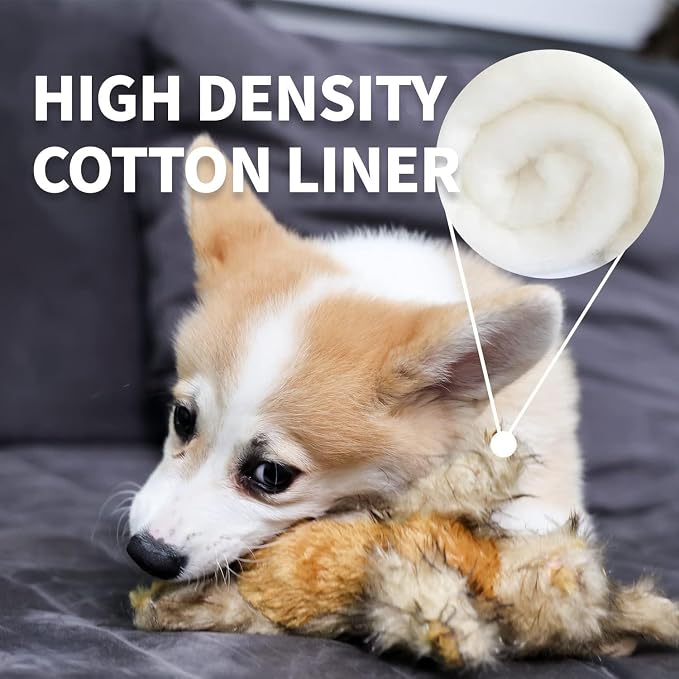 ALL FOR PAWS Classic Rabbit Squeaky Doy Toy, Bunny Dog Toy for Small Medium Breed, Puppy Fetch Toy with Squeaker, Plush Chew Dog Toy, Brown Rabbit -Small Size