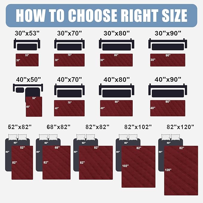 Smiry Waterproof Dog Bed Cover Pet Blanket, Soft Washable Dog Blanket for Furniture Bed Couch Sofa Reversible, Checkered (40"x50", Wine Red/Beige)