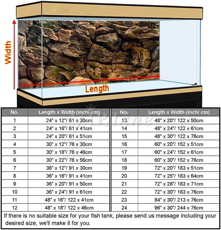 Rock Wall Aquarium Background Poster PVC Fish Tank Decor Landscape 24 36 48 72 (48" x 18"/ 122 x 46cm)