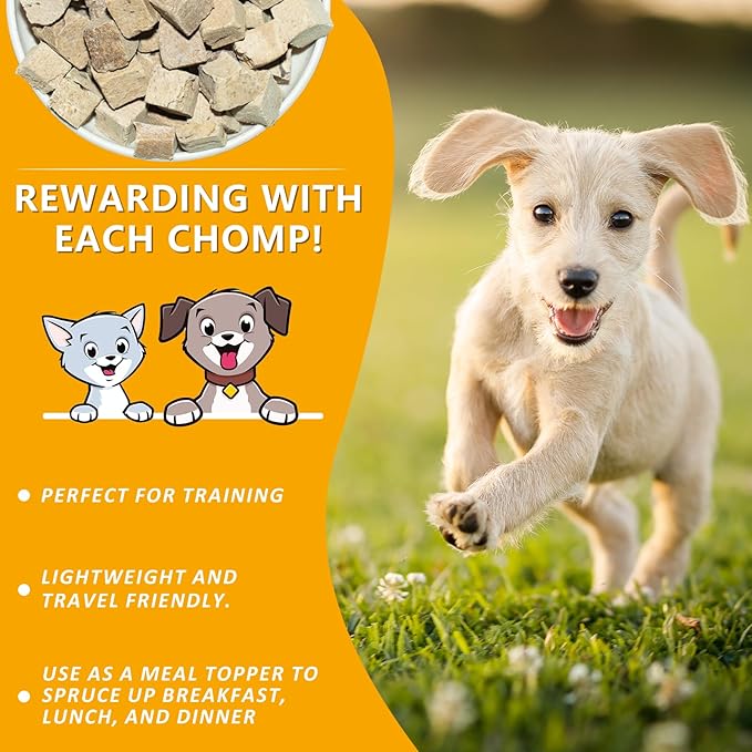 Freeze-Dried Raw Beef Liver Dog Treats, Single Ingredient, High Protein, Grain Free, Gluten Free, Healthy Training Treats & Meal Topper 8.8 oz