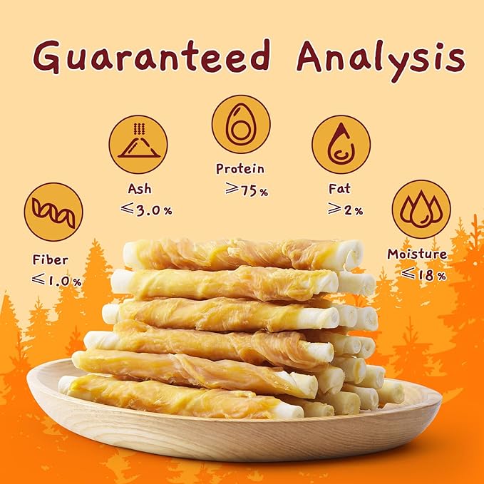 Jungle Calling Dog Treats, Chicken Wrapped Rawhide Sticks for Dogs, Grain-Free Natural Small Dogs Training Treats, Edible Pet Chew Snacks,10.6 oz, About 25 Count