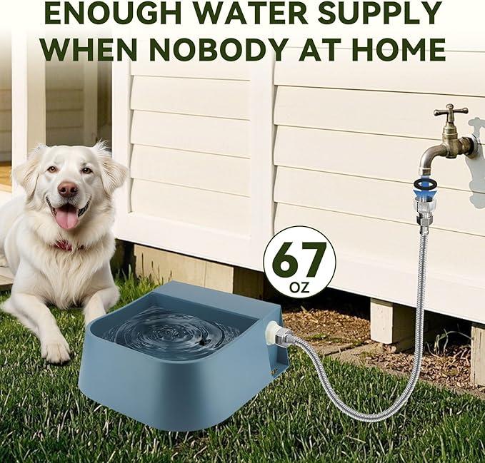NAMSAN Outdoor Automatic Dog Water Dispenser, Large Water Bowl for All Kinds of Animals, Auto Refill Waterer for Pet Livestock, Water Trough Include 59" Anti-Bite Metal Water Pipe, Fit GHT Faucet