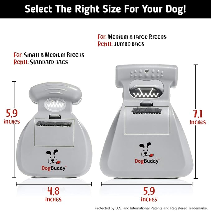 DogBuddy Pooper Scooper, Portable Dog Pooper Scooper, Poop Scooper for Small and Large Dogs, Pooper Scooper With Bag Attachment, Leash Clip and Dog Waste Bags Included (Medium, Mist)