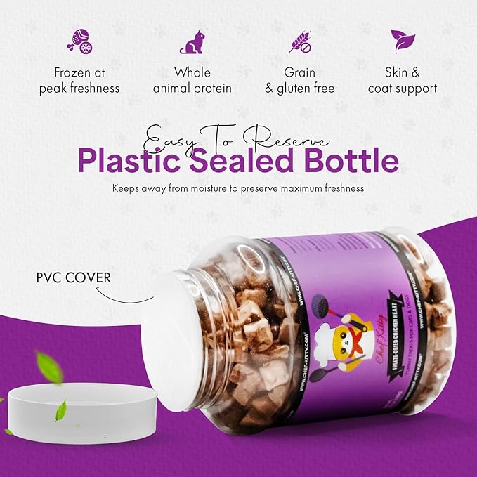 Chicken Hearts for Dogs | Cat Treats Freeze Dried, 100% Human Grade, Single Ingredient | High Protein Cat & Dog Food Toppers | No additives or Preservatives | Inspected & Tested in USA | 2.6 oz.