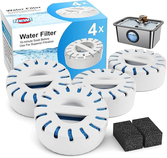 4-Pack Replacement Water Filters for IAD Large Dog Water Fountain | BPA-Free | Lasts 2 Months per Filter | Compatible with Stainless Steel Pet Fountains