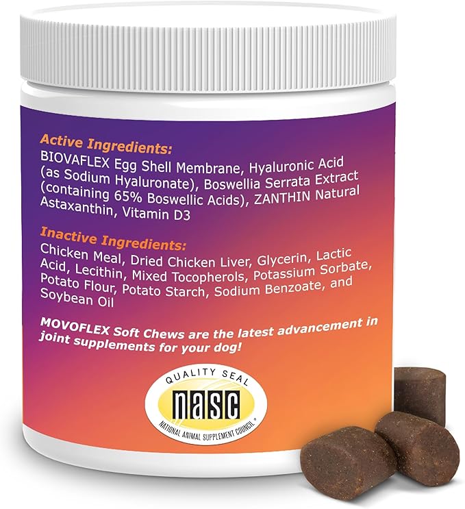 MOVOFLEX Soft Chews Hip and Joint Support Supplement for Medium Dogs -120 Count by Virbac