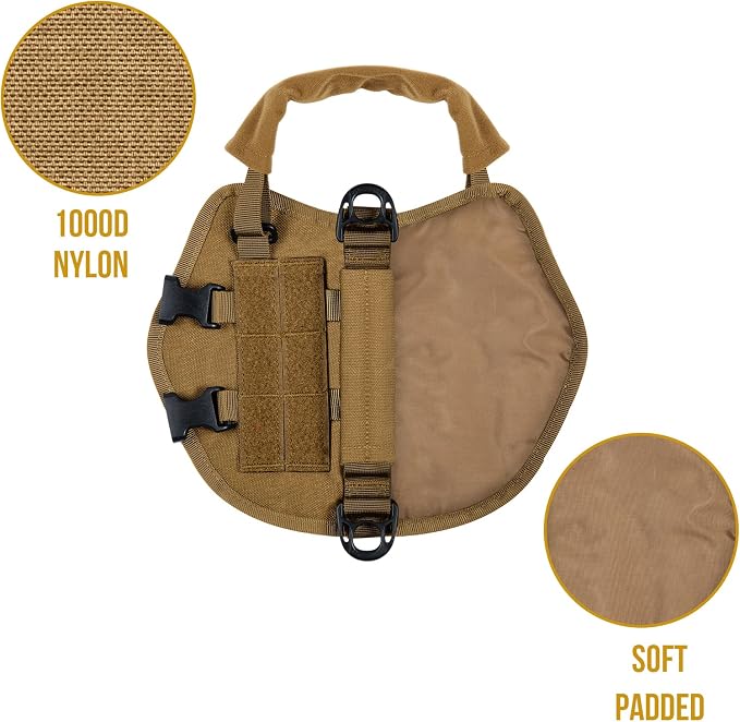 OneTigris Tactical Dog Harness XXS Puppy Vest with Vertical Handle | Tactical XXS puppy harness with vertical handle & fleece padding. Quick-release for easy on/off. Ideal for training & walks.