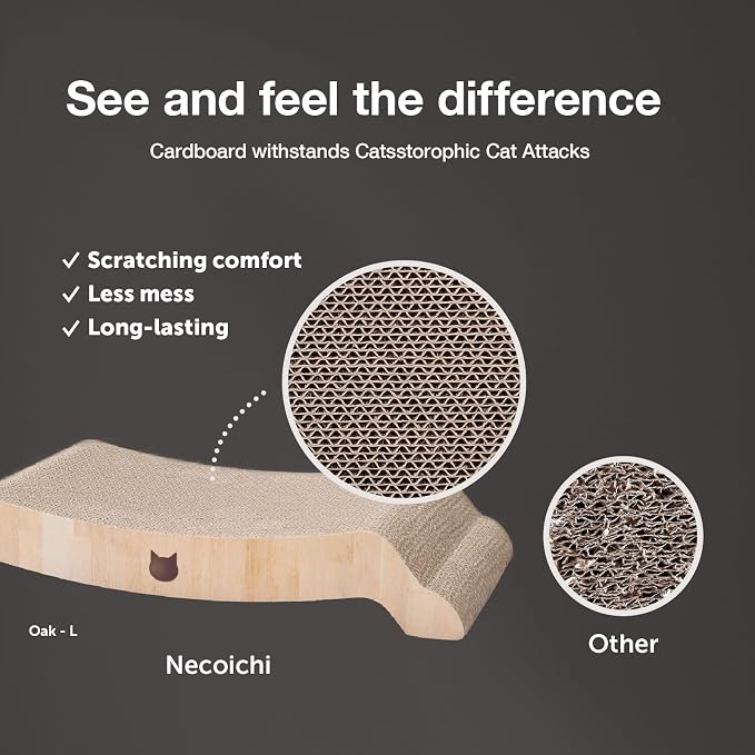 Necoichi Premium Comfort Series Cat Scratcher Curved Lounger and Scratcher Bed (c.Oak Bed, Large)