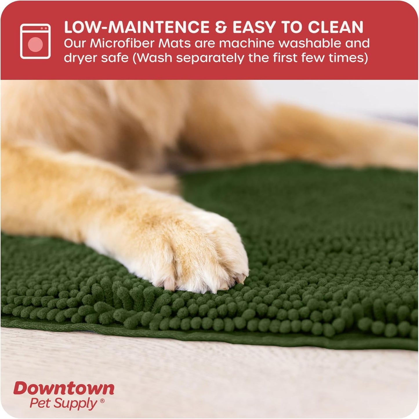 My Doggy Place Medium Chive Microfiber Dog Mat, 31" x 20", Rubber Backed, Absorbent, Quick Drying, Machine Washable