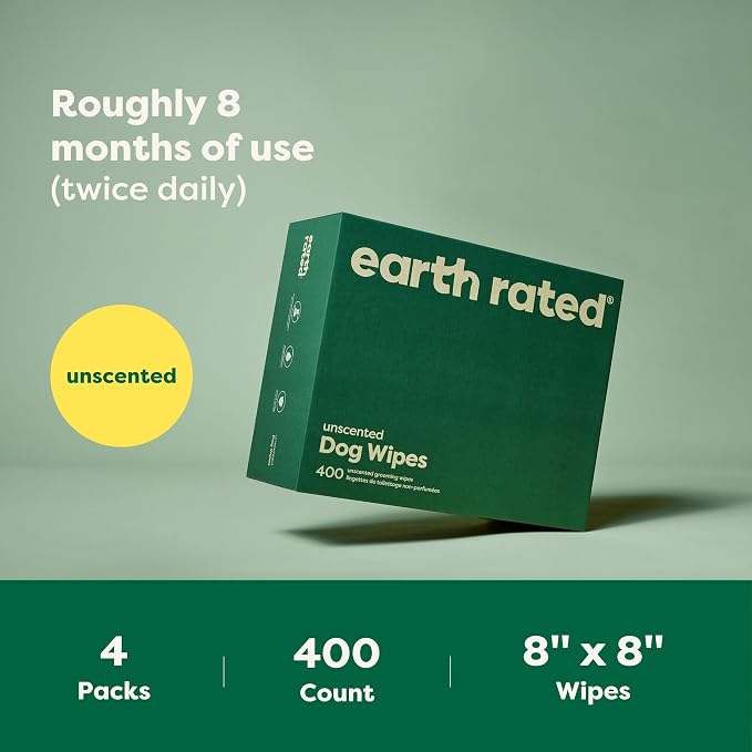 Earth Rated Dog Poop Bag Refill Rolls and Grooming Wipes Bundle, Includes Includes 1 Poop Bag Dispenser, 900 Leak Proof and Extra Thick Waste Bags and 400 Plant Based Grooming Wipes, Unscented