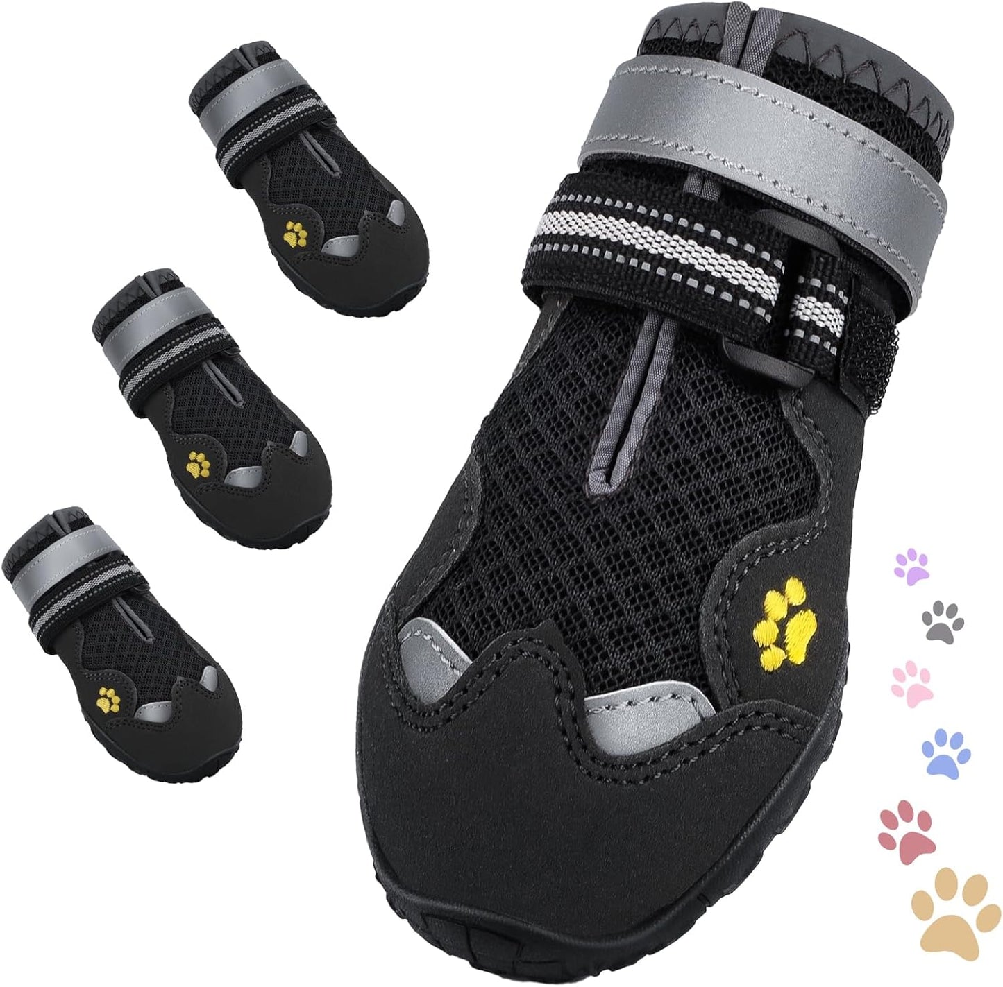 Dog Shoes for Large Medium Small Dog, Mesh Breathable Dog Shoes for Hot Pavement, Anti-Slip Dogs Boots Paw Protectors with Reflective for Outdoor Walking Indoor Hardfloors (Size 7)