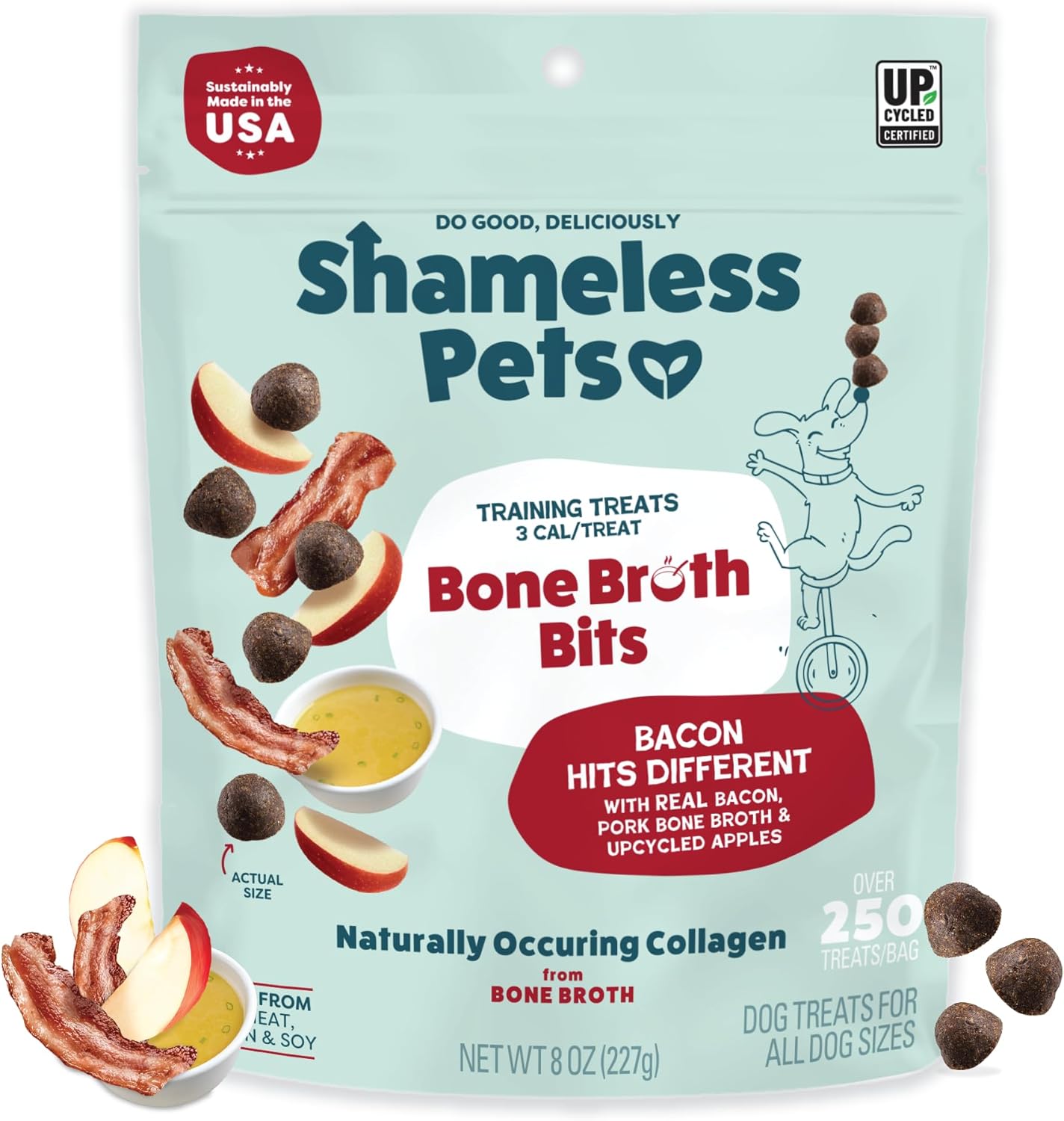 Shameless Pets Bone Broth Dog Training Treats – Soft, Natural Puppy & Dog Treats with Collagen – Healthy, Low-Calorie Training Chews for Small, Medium & Large Dogs - 8 oz (Pack of 1)