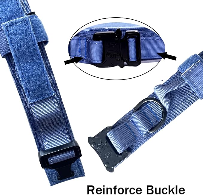 Tactical Dog Collar and Leash Set for Large Dogs with Handle,Dark Blue,L | 1000D Heavy-Duty Nylon Fabric,Quick-Release Metal Buckle,Adjustable Fit,Soft-Padded Webbing,D-Ring,for Training & Hiking