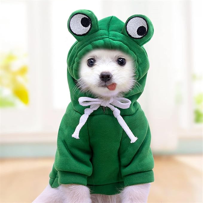 Warm Dog Winter Clothes Cute Fruit Dog Coat Hoodies Fleece Pet Dogs Costume Jacket for French Bulldog Chihuahua Ropa para Perro(Green,XL)