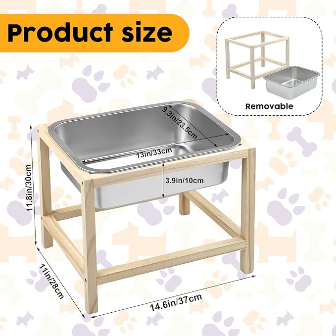 2 Gallons Elevated Dog Water Bowl, Raised Dog Feeding Station, Durable Stainless Steel Bowl with Stand for Large Breeds, Indoor/Outdoor Use, Neck & Joint Strain Relief