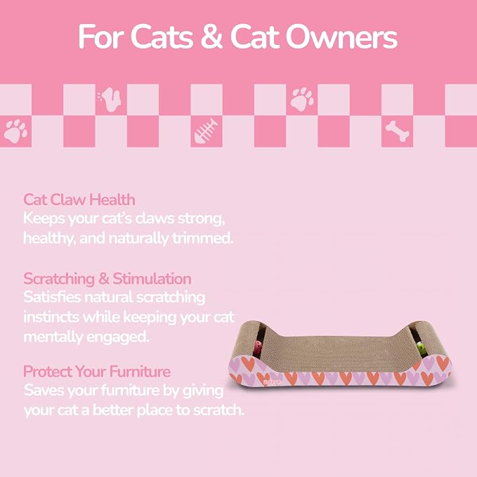 Rini 23.75" Modern Corrugated Cardboard Lounge Bed with Built-in Bell Toys and Catnip, Ergonomic Curved Sofa Scratcher for Indoor Cats, Mint/Green CSR1003E