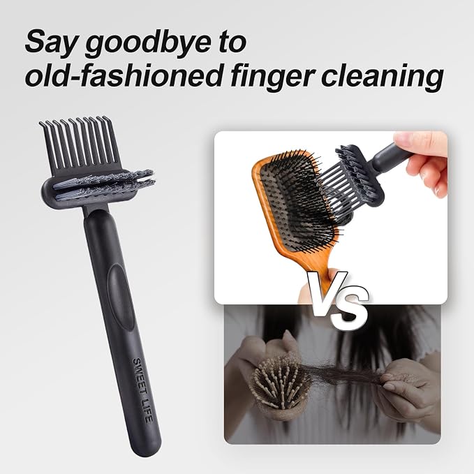 2 Pack Hair Brush Cleaning Tool, 2-in-1 Cleaner Tool, Portable Cleaning Tool Set for Brush Comb Keyboard, Remover Rake for Removing Hair Dust, Home and Salon Use(Black&Green)