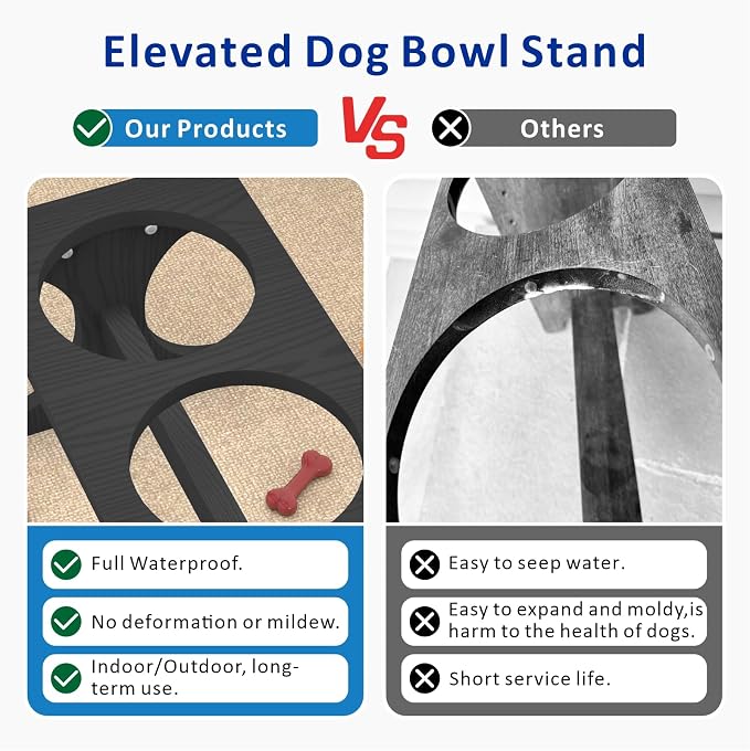 Raised Dog Bowl Stand for Medium Breed, Feeding Station with 35 oz 2 Stainless Steel Bowls & Licking Plate,Dog Food Bowl Black