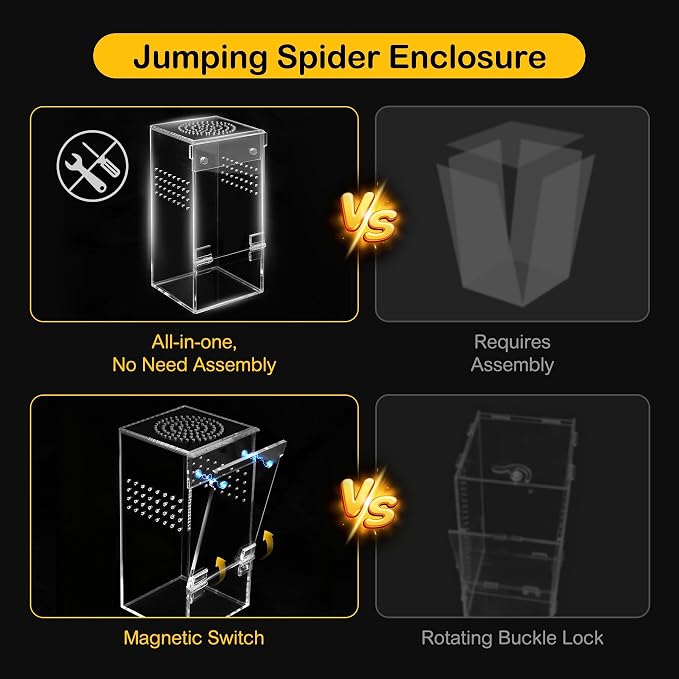 Jumping Spider Enclosure Starter Kit,Escape Proof Forest Terrarium | Praying Mantis Terrariums,Transparent Acrylic Complete Bug Habitat,All In One Arboreal Tarantula Cribs Cage,Insect Container