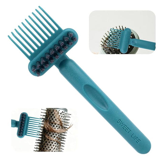 2-in-1 Comb Cleaner with Pick and Bristles, Portable Hair Brush Cleaner Tool Hairbrush Cleaning with Ergonomic Handle for Home Salon Travel Use Hairstylist Essentials (Green)