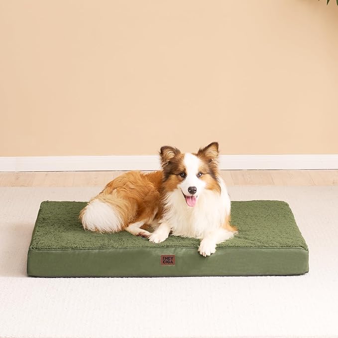 EHEYCIGA Orthopedic Dog Bed Large with Removable Washable Cover, 36x27 | Egg Crate Foam Support, Durable Oxford fabric, Non-Slip Bottom, Machine Washable, Soft Waterproof Plush Pet Bed Mat For Crate
