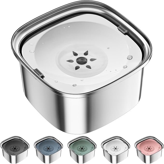 UPSKY 3L Dog Water Bowl 101oz Stainless Steel No Spill Large Capacity Dog Food Water Bowl Slow Water Feeder, Spill Proof Pet Water Dispenser Vehicle Carried Travel Water Bowls