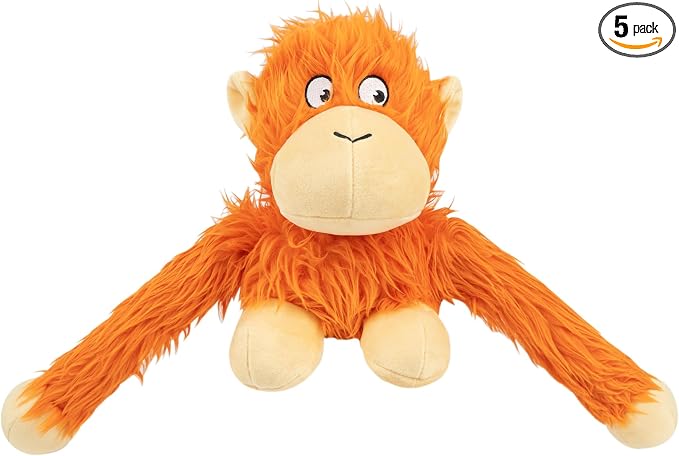 Best Pet Supplies O-Hug-Atan Interactive Squeaky Plush Toy for Small and Medium Breed Puppies or Dogs - O-Hug-Atan (Orange) (Pack of 5)