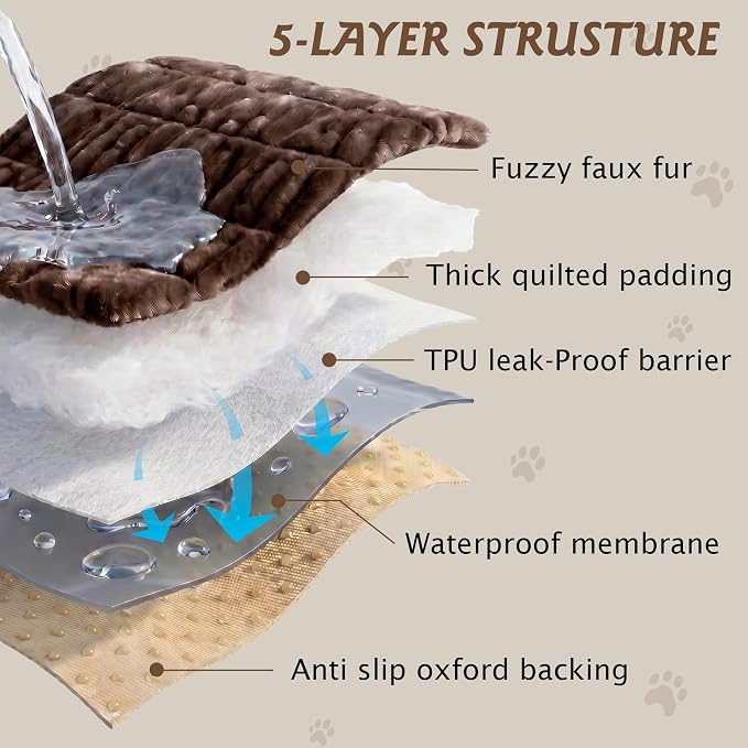 PuTian 100% Waterproof Fuzzy Couch Cover for Dogs Brown 27.6"x70.9" | Pet Friendly Dog Mat for Couch, Waterproof Sofa Protector, Scratch Resistant Furniture Cover for Dogs, Machine Washable
