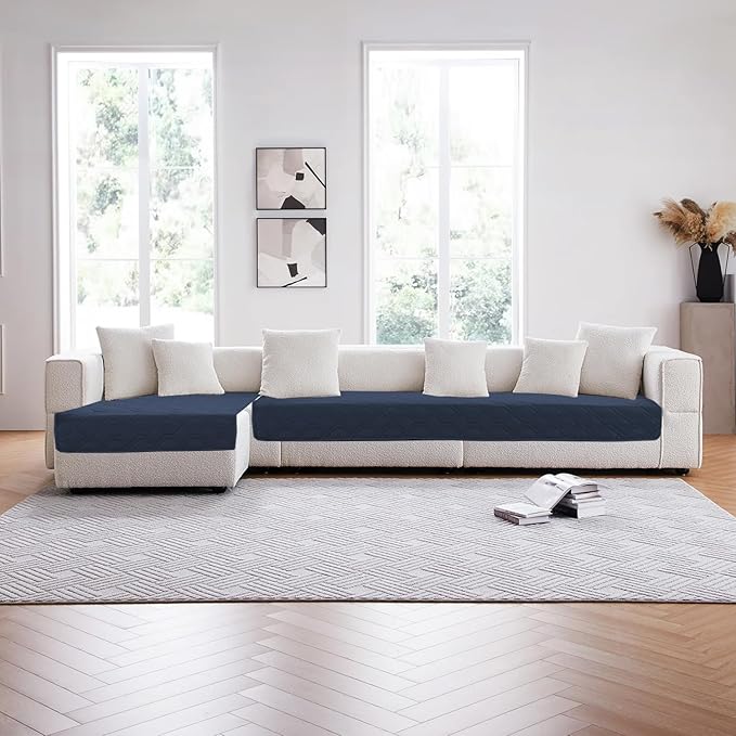 PrinceDeco Waterproof Couch Cover for Dogs Washable Dog Blanket for Bed Couch Sofa Outdoor Bed Cover with Anti-Slip Back(32x82 Inch,Navy)