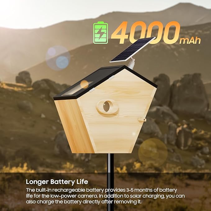 Bird House with Camera, 5MP Smart Birdhouse Camera for Outside with Solar Powered, IP66 Waterproof, Night Vision, Motion Detection & 32GB SD Card, Watch Bird Nesting & Hatching in Real Time
