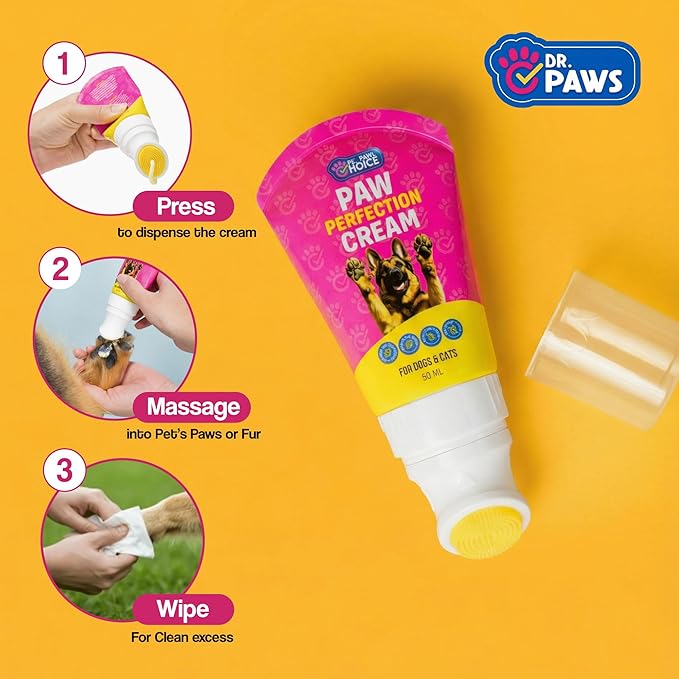 Dr. Paws Dog Paw Protector Balm Perfection Cream - Mess Free, Hydrating, Moisturizing, Non-Greasy, Lick Safe Dog Paw Balm - Premium Animal Foot Moisturizer for Soft, Healthy Paws - 50ml