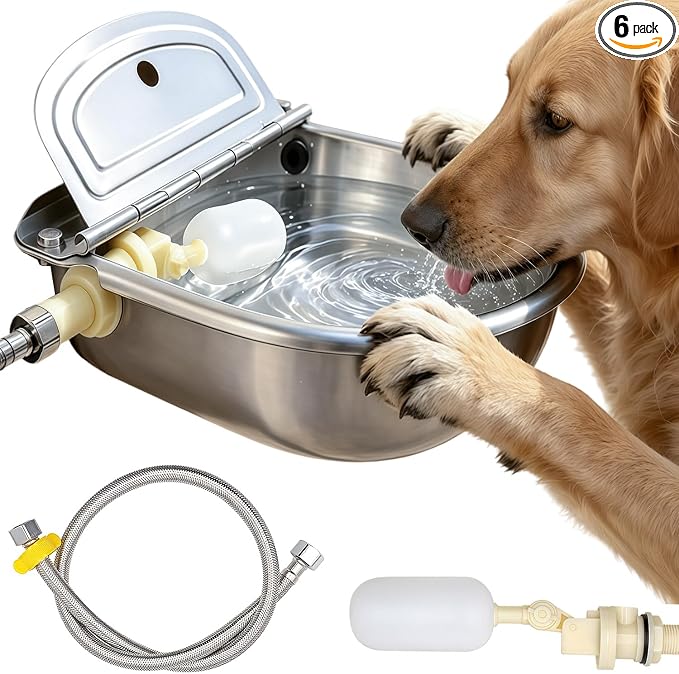 Automatic Water Dispenser for Dogs and Cats - Stainless Steel Dog Water Bowl Dispenser Outdoor Large Pets Waterer Feeder for Poultry and Livestock