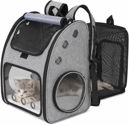 Expandable Cat Backpack Carrier for Small Cats/Dogs Airline Approved | Pet Carrier Backpack with Large Space/Breathable Mesh/Anti-Collapse,for Travel/ Hiking/Camping/Vet, Up to 18 lbs