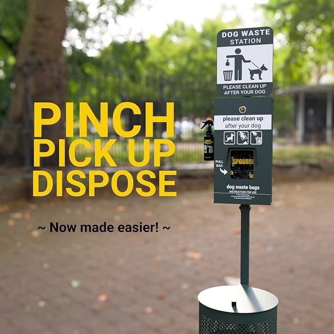 Dog Waste Station with Foot Pedal, 400 Bags, 50 Can Liners, Glow in the Dark Sign, Bag Dispenser, Hand Sanitizer, Outdoor Trash Can