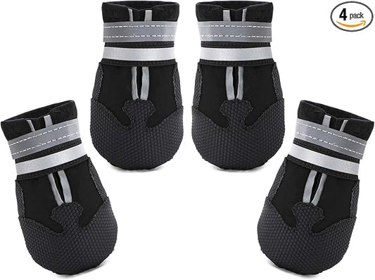 Dimicoo Water-Resistant Dog Boots for Medium Large Dogs,Non-Slip Dog Shoes for Winter Snow,Lightweight Paw Protector for Cold Pavement,Soft Dog Booties for Outdoor Walking Indoor Hardfloors