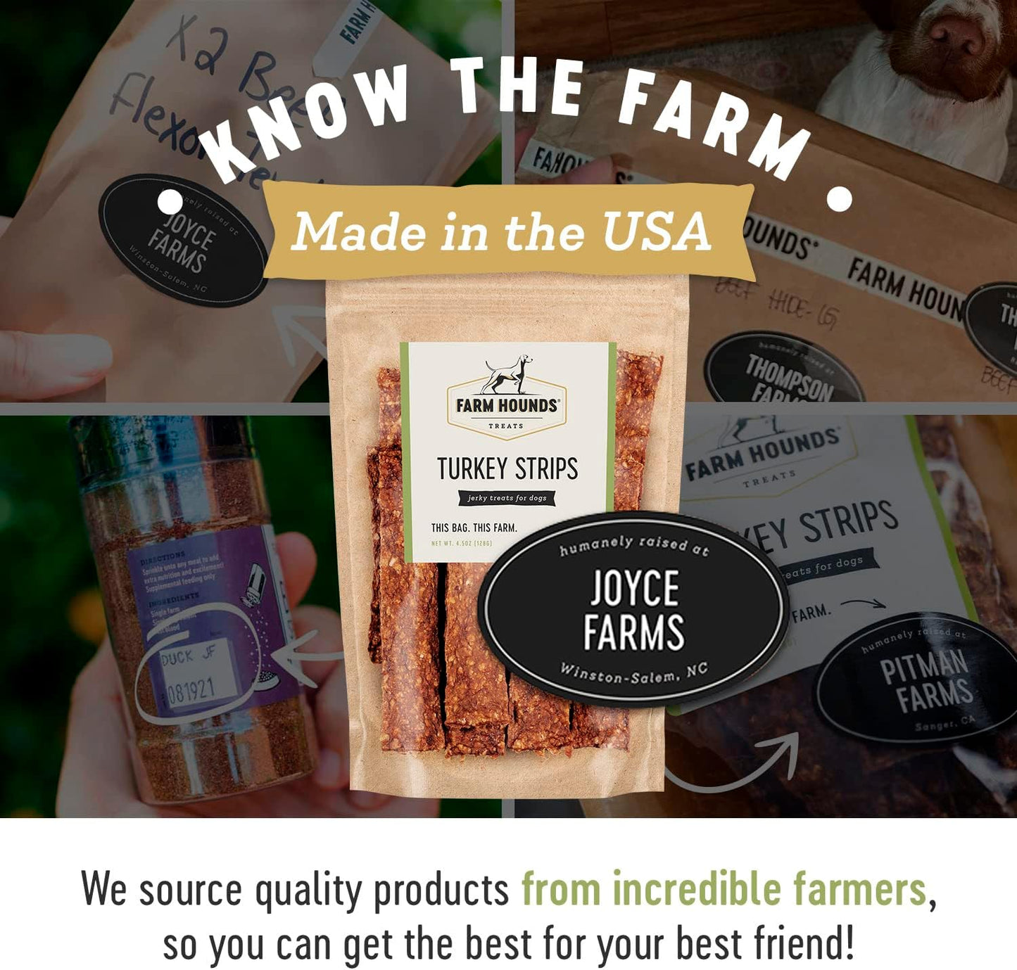 Farm Hounds - Turkey Strips - Premium Natural Jerky for Dogs - 100% Humanely Raised Turkey - Break-to-Size - Great for Training & Treats - No Added Fillers - Made in USA - 1 Pack