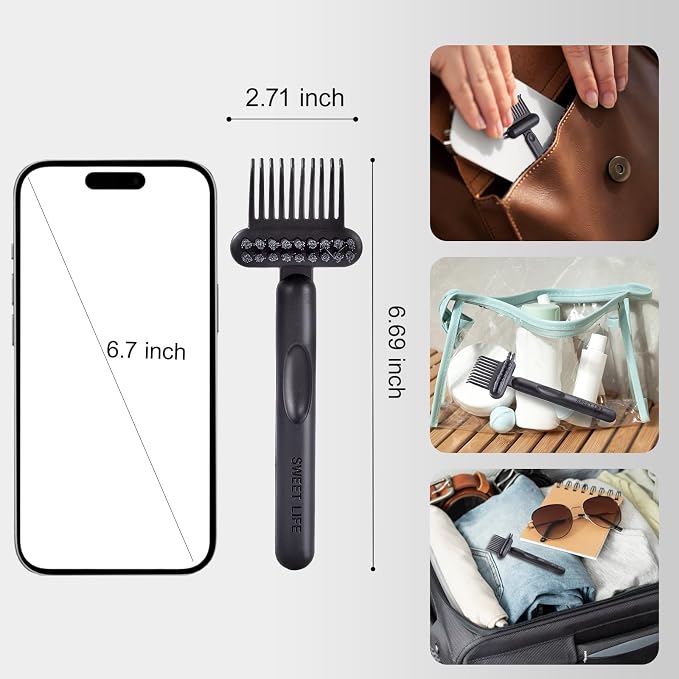 2 Pack Hair Brush Cleaning Tool, 2-in-1 Cleaner Tool, Portable Cleaning Tool Set for Brush Comb Keyboard, Remover Rake for Removing Hair Dust, Home and Salon Use(Black&White)